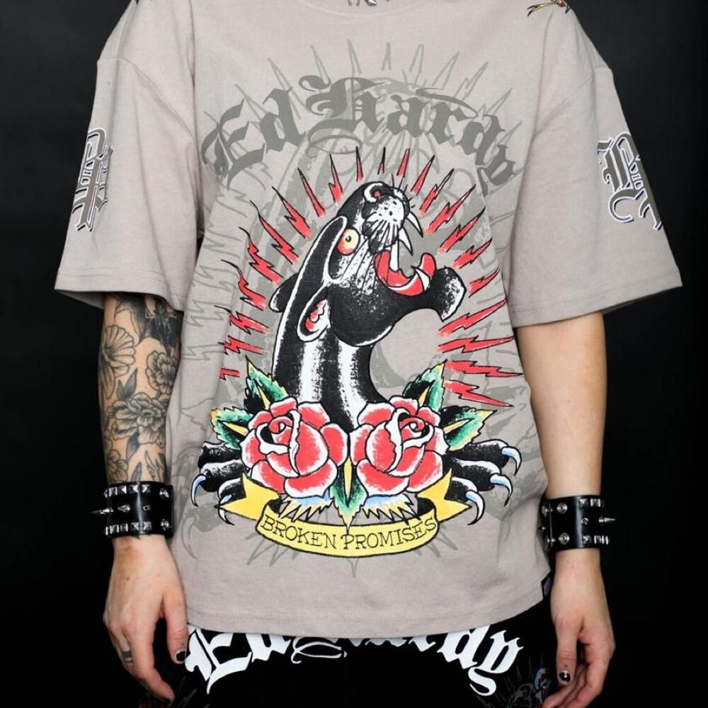 Ed-hardy Women's Brown and Tan T-shirt
